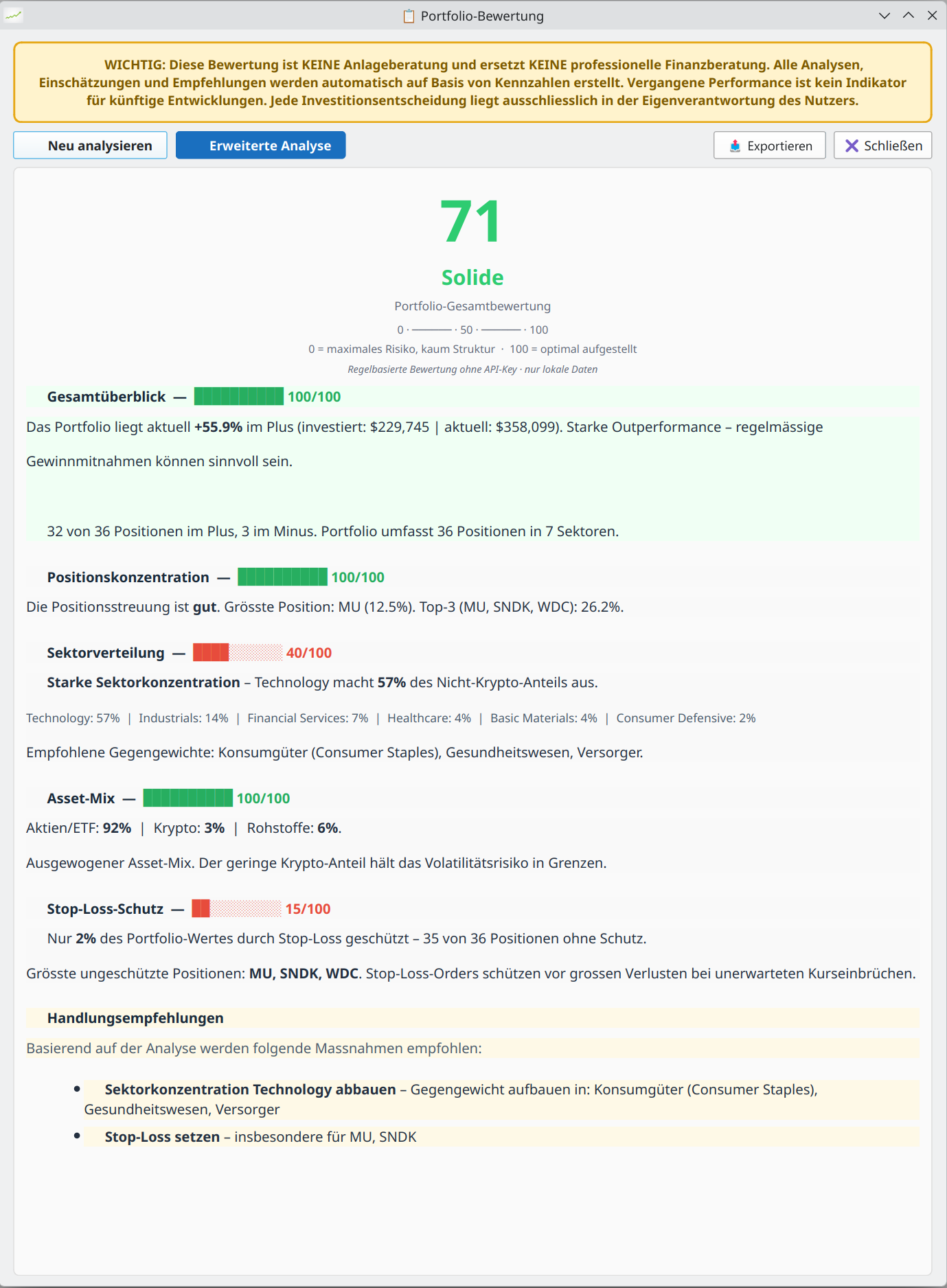 Portfolio Bewertung